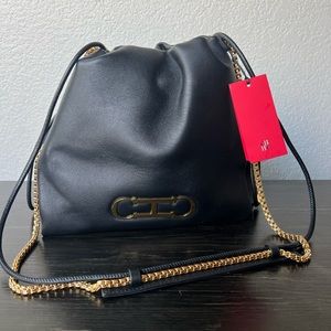 Authentic Carolina Herrera INITIALS INSIGNIA SOFT BUCKET | MEDIUM SHOULDER BAG